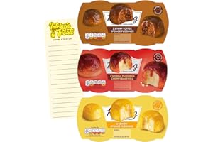 Sponge Pudding Bundle with Sticky Toffee, Cherry Bakewell and Lemon Sponge Puddings (3 Twin Packs of 2 x 95g) with Intrinsic Treats Shopping List Card