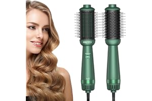 Pretfy 5-in-1 Hair Dryer Brush, Hot Air Brush & Hair Straightener Brush in One, One-Step Blow Dry Hair Brush & Volumizer for Women Hairdryer, Straight, Curling, Massage, Drying, Hair Styling