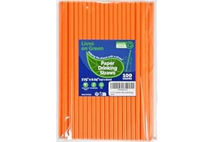 Lives on Green Cannucce di carta arancione da 19,7 cm, non confezionate, 100 pezzi, per cocktail, bar, ristoranti, acqua, succhi di frutta, bibite gassate
