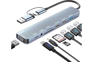 VECBMN USB C Hub, 8 in 2 USB Hub 3.0 Multiport Adapter with USB 2.0&USB 3.0 Ports, SD/TF Kartenleser, 3.5mm Audio Anschlüsse, Type C Splitter für MacBook, Surface, Dell, Laptop, Desktop, PS4/5, usw