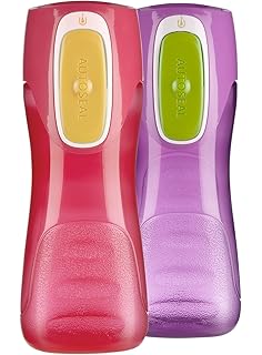 Contigo AUTOSEAL Trekker Kids Water Bottles, 14 oz, Cherry Blossom & Amethyst, 2-Pack