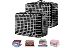 LANSKYLAN 2 Stück Groß Aufbewahrungstasche 105L Bettwäsche Tasche Aufbewahrung Wasserdicht Bettzeug Tasche Unterwegs Oxford Heavy-Duty Bett Große Bettwaren Tasche Beutel für Bettdecken Kissen Kleidung