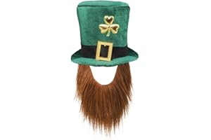 Boland 44907 - Sombrero Leprechaun, Duende Verde, con barba, gorra, tocado, Irlanda, Día de San Patricio, amuleto, carnaval, fiesta temática
