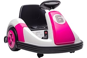 AIYAPLAY Kids Bumper Car, Electric Ride-on, 6V 360-Degree Spin Waltzer Car with Dual Motors, Music and Horn for Kids Ages 3-8 Years, Pink