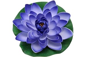 Gettimore Fleur de lotus flottante artificielle de 17,8 cm - Grand nénuphar pour tampons, étang, piscine, décoration de jardin, aquarium, maison, mariage - 1 pièce - Blanc (bleu-violet)