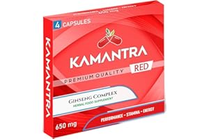 KAMANTRA™ RED - Mantra to Enhance Your Performance - Extra Strength Performance Enhancing Pills, Stamina Endurance Booster RED Supplement Pills for Men - 4 Ginseng Capsules