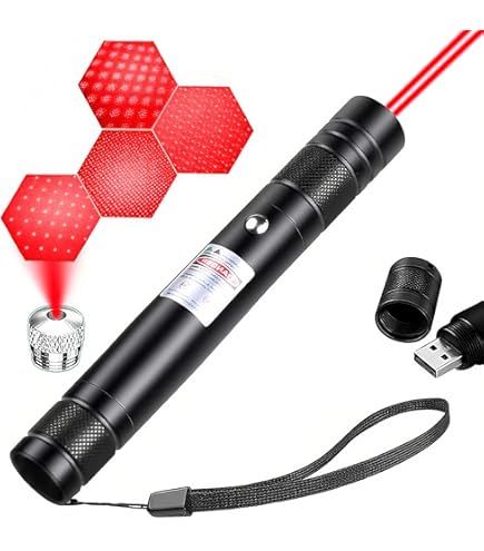 Lampe De Poche Rechargeable Puissante - Longue Portée, Pointeur Laser, Chapeau étoilé Amovible - Pour Extérieur Et Astronomie