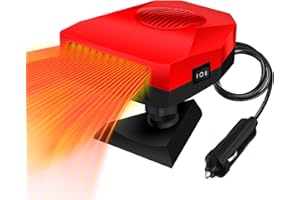 Qweidown Chauffage de Voiture 12V 150W 2 en 1 pour dégivrer Le Pare-Brise, Portable en Hiver pour Chauffage et Refroidissement avec Prise Allume-Cigare rotative à 360 degrés