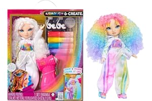 RAINBOW HIGH Air Brush & Create - 1 Poupée Mannequin DIY avec Kit Airbrush Market Kit, Marqueurs Arc-en-Ciel Lavables, Cheveux Longs, Yeux Verts, Jeu Créatif de 4 Ans à 12+.