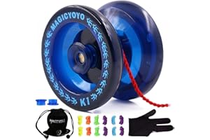 MAGICYOYO Principiante Yo-yo K1 Responsive Yoyos con Yo Yo Pouch Glove 5 corde Giocattolo per 8+ bambini Blu marino