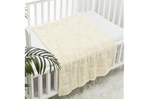 CREVENT Coperta morbida e calda in sherpa per bambine e ragazzi, essenziale per neonati, regalo per baby shower, 75 x 100 cm, colore: avorio