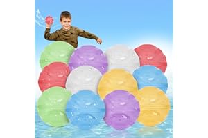 HMIL-U Reusable Water Balloons,12PCS Water Balloons for Kids, Magnetic Water Balloons, Water Balloons Self Sealing, Silicone Water Balloons with Magnetic & Mesh Bag, Outdoor Water Games for Kids/Adults