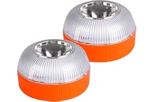 PEOSAARD Balise lumineuse, 2 pièces lumière stroboscopique V16 approuvée lampes stroboscopiques LED d'urgence rechargeables avec base magnétique pour voitures et motos