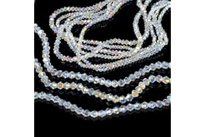 JINSION 890 Pezzi Perline Braccialetti, Vetro e Cristalli per Bigiotteria, Sfaccettate Colorate AB, per Fai Da Te, 2mm, 3mm, 4mm, 6mm