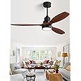 Sofucor Ceiling Fan with Lights, 52 Inch Mordern Wood Ceiling Fan with Remote for Indoor Farmhouse Bedroom Living Room Outdoor Patio Porch, Reversible DC Motor, Noiseless