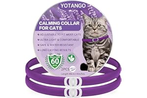 YOTANGO Collier Apaisant pour Chats, Collier Calmante pour Chat Imperméable, Naturel Collier Anti-Anxiété Chat Réglable de 60 Jours, Collier Calmant aux Phéromones pour Chats Chatons Grandsen Violet 2 Pcs