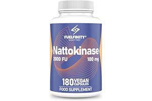 NoN-Gmo Nattokinase 2000FU | 180 days supply | Cardiovascular Support | Long term tested dosage 100mg contributing to blood circulation | FuelFinity® Excellent Manufacturing Standards | Vegan (1 Pack)