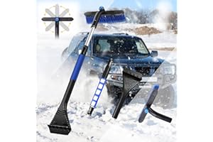 NHYDZSZ 3-in-1 Eiskratzer Auto mit Besen,Auto Eiskratzer,Ausziehbare Auto SchneebüRste AndSchneebesen,Auto ReinigungsbüRste Und SchneebüRste Mit Rakel Für LKW SUV Windschutzscheibe
