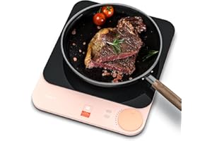 ‎TOKIT TOKIT Induktionskochplatte automatische Topferkennung 2100W 1-Tasten-Steuerung 16mm ultra-dünn Sous-Vide Kristall-Oberfläche Anti-Kratzer-Rosa