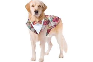 Puptail Dog Suit or Dog Tuxedo and Bandana Set, Dogs Wedding Party Suit, Wedding Bow Tie Shirt Formal Dogs Weeding Attire for Large and Medium Golden Retriever, Labrador (Orange, S)