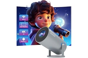ALWTNIET Mini Videoprojecteur Android 11, HY300 Projecteur 4K Auto Keystone 260 ANSI avec WiFi 6, BT5.0,130 Pouces, Rotation à 180 degrés