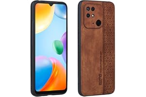 XINYEXIN Funda para Xiaomi Redmi 10C, Ultradelgado Antideslizante Antichoque Carcasa, Funda Protectora de Cuero Vintage - Marrón
