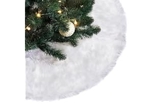 ‎YSUVIN YSUVIN Weihnachtsbaum Röcke, Groß Rund Plüsch Weihnachtsbaum Rock, Weiß Weihnachtsbaumdecke für Rund Christbaumständer Neujahr Weihnachtsbaum Deko, 122CM