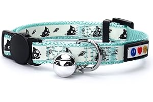 Pawtitas Guantes para patas de mascota que brilla en la oscuridad, collar de gato con hebilla de seguridad y cascabel.