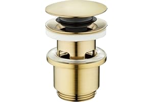 Edouard Rousseau Bonde de Lavabo Clic-Clac, diam. 63 mm, certifié NF, avec Trop Plein, Standard, Finition Laiton Brossé