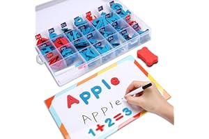 Hautton 238 Lettres et Chiffres Magnétiques + 2 Tableaux, Lot de Lettres Aimantées en Mousse pour l'Apprentissage de l’Alphabet pour Enfant, pour Réaliser et Apprendre Ses Premiers Mots en S’Amusant