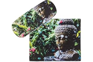 VON LILIENFELD etui na okulary z motywem Buddy etui na okulary z mikrofibry ściereczka do czyszczenia okularów pudełko na okulary solidne twarde etui pokryte tkaniną