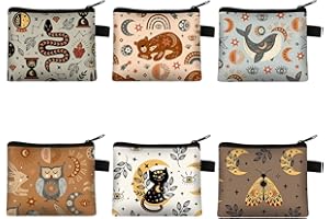 Fubuuf 6 Pièces Mini Porte Monnaie Enfant Femme Mignon Motifs Animaux et Insectes Petit Portefeuille, Pochette de Rangement Portable avec Fermeture Éclair pour Pièces, Clés, Écouteurs, Rouge à Lèvres