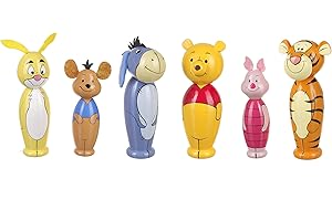 Winnie The Pooh Wooden Skittles - Bowling Set Skittles Game Kids, Indoor, Outdoor Garden Games - Winnie Figures for 2 Year Olds, Toddler - Official Licensed Winnie The Pooh Gifts by Orange Tree Toys