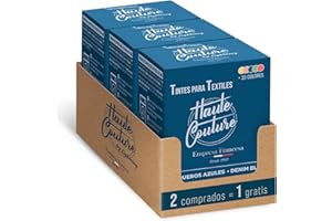 HAUTE COUTURE - Tinte para Ropa y Textil Vaqueros Azules - 3 x 350g - Tinte Textil Todo en uno - Listo Para Teñir Ropa y