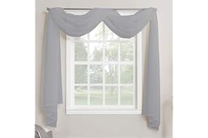 Megachest TAILORED VOILE WINDOW SCARF PELMET (silver, 56"X197"X1 Panel)