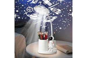 ‎SONVIEE Kinder Schreibtischlampe mit Stifthalter, Niedliche LED Schreibtisch Tischlampe Tischleuchte Kinder Studienlampe mit Projektor,Nachttischlampe Tisch Kinderlampe Tischlampen Leselampe Nachttisch