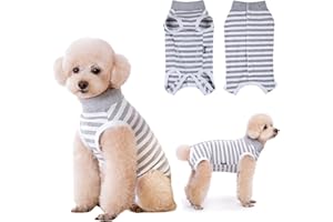 Lyneun Body Post Operatorio Cane, Tutina per Recupero del Cane, Righe Tuta di Recupero per Cani Dopo L'intervento Chirurgico, Body Chirurgico Cane Protezione di Ferite Addominali（Grey,L）