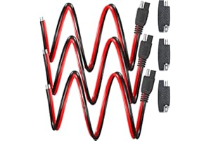RUNCCI-YUN 3 Pack 12V-24V Cavo connettore SAE da, 1FT/30cm 16AWG SAE a 2 pin Connettore Rapido Spina di Scollegamento Rapido SAE Cavo di Prolunga+3 Pack Spina SAE a SAE per moto, auto, trattori