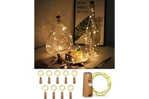 ArkCamp 10 Pack Wine Bottle Lights with Cork, 2M 20 LED Warm White Cork Lights for Bottles, Battery String Lights Bottle Fairy Lights for Christmas, Halloween, Parties, Wedding Decoration, Gifts