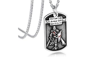 Bandmax Collier Homme Templier en Acier Inoxydable/Plaqué Noir, Pendentif Médaillon/Bouclier avec Croix Templière, Bijou de Protection