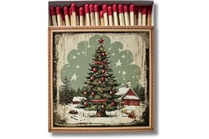Curator Home Luxury Gift Long Safety Matches I Stylish Square Matchbox (Christmas Tree)