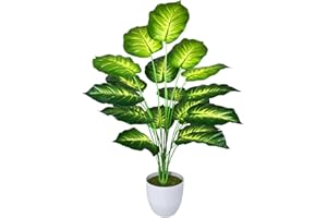 AIVORIUY Planta Artificial con Maceta Areca Palmera Grande Arbol Artificial Plastico Falso Hojas Interior Hogar Salon Dormitorio Balcón Oficina Moderno Decorativas (77cm Palma Amarilla)