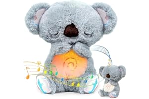 KOMEIYL Loutre Qui Respire, Koala Qui Respire pour Adulte, Peluche Lumineuse avec Musique Apaisante et Lumière Douce sur Le Ventre, Compagnon de Sommeil Anti-Stress Idéal pour Soulager l'Anxiété