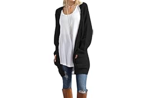 GRECERELLE Women's Long Cardigans Chunky Knit Boyfriend Jumpers Cardigan with Pockets Ladies Loose Long Sleeve Knitwear Oversized Sweater Cardigan for Autumn Winter Spring