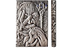 YHH Taccuino in Pelle Vegan Vintage A5, Diario di Viaggio a righe, Copertina Rigida Goffrata, Fatto a mano, Quaderno Appunti Cahier Jounal Notebook Idea Regalo Donna Uomo Ragazza, 3d Faraone Argento