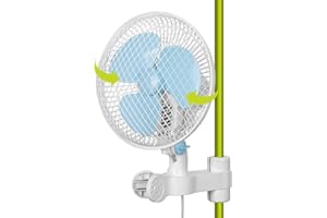 blessny Oszillierender Lüfter zum Anklemmen an die Stangenhalterung eines Growzelts von 1,5–2,5 cm, kleiner Oszillationslüfter für den Heimanbau, 2,4 m langes Kabel, 39 dB leiser Betrieb