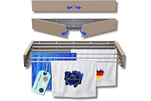 ‎HOMELLENCE WHERE HOME MEETS EXCELLENCE Homellence - Eleganter Wäscheständer Wand ausziehbar - Wandwäschetrockner ausziehbar platzsparend - Robuster Wäschetrockner Wand - Wäscheständer Wandmontage mit 6m Trockenlänge (100 cm, Cappuccino)