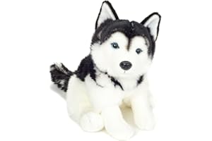 HERMANN TEDDY Teddy Hermann 91976 - Peluche a forma di cane Husky seduto, 30 cm, con imbottitura riciclata