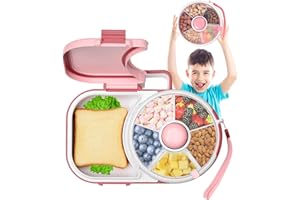 VEFACION Snackbox mit Fächern Kinder Snack Spinner Satz Tragbares Siegel Deckel Snackteller Multifunktionale Baby Brotdose Schule Jausenbox
