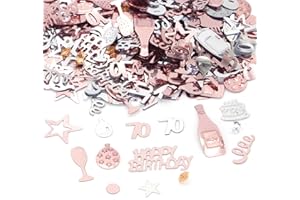 ALLY-MAGIC 70th Happy Birthday Confetti Rose Gold & Silver Party Decorations Table Décor Foil Metallic Glitz Table Scatter Sprinkles Cards Sprinkles Women Gifts Y3FSRZX (70th)